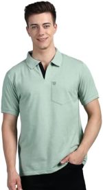 Lux Cozi Men's Half Sleeve Soild Casual Regular Fit T-Shirt with Chest Pocket | Polo Tshirt for Men - Image 2
