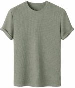 London Hills Men’s Waffle Textured T-Shirt | Solid Regular Fit Round Neck Half Sleeve Casual Wear Tee | Soft, Breathable & Lightweight Fabric - Image 2
