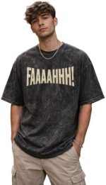 boffi ... 100% Cotton Oversized T-Shirt Unisex Drop Shoulder Dye Washed Street Look Black Pack of 1 - Image 2