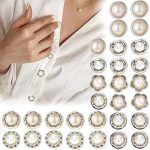 ULB 30 Pcs Pearl & Diamond Brooch Button Pins for Women – No-Sew Shirt Button Covers – Decorative Mini Brooch for Sarees, ...