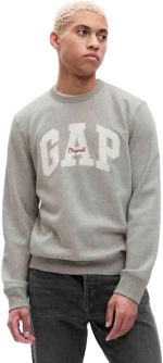 Gap Men Embroidered Standard Fit Crew Full Sleeve Sweatshirt