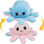 EITHEO Side Changing Octopus Mini Plush - Stuffed Animal Toy | Show Your Mood Without Saying a Word (Blue Pink)