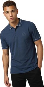 Peter England Men's Regular Fit Insignia Half Sleeve Polo T-Shirt | Cotton Rich | Premium Pique Weave