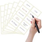 GLUN ® 200 Pcs Waterproof Pearl White Vinyl Stickers Self Adhesive (No Residue) with Black Marker for Mason Jars Glass Bot... - Image 2