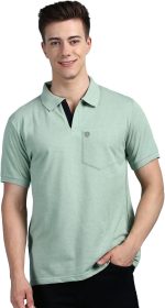 Lux Cozi Men's Half Sleeve Soild Casual Regular Fit T-Shirt with Chest Pocket | Polo Tshirt for Men