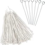 ViRaa Crafts Eye Pins for Jewellery Making | 200 pcs Silver Colour | Metal Pins for Earrings | Beading & DIY Craft Supplie...