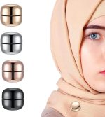 CPD Empire 4 Pairs Hijab Magnetic Pins, Multi-Use Strong Hijab Magnets Pinless Brooch Round Style No-Snag Scarf Clasp for ...
