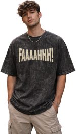 boffi ... 100% Cotton Oversized T-Shirt Unisex Drop Shoulder Dye Washed Street Look Black Pack of 1