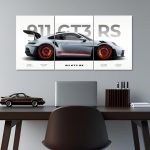 Funk You Store Porche 911 GT3 RS Poster Split Design Car Posters | 3 A3 Sized Cars Poster for Wall | Porche Large Size (89...