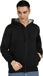 Alan Jones Clothing Men’s Solid Zipper Hooded Sweatshirt | Ribbed Hem, Lined Hood, Side Pockets, Durable Zip | Multiple Co...