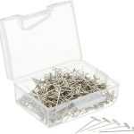 Amazon Basics T-Shaped Pins | Steel | Nickle Plated | Rust Proof | Unique Design | Pack of 4 (50 GMS)