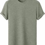 London Hills Men’s Waffle Textured T-Shirt | Solid Regular Fit Round Neck Half Sleeve Casual Wear Tee | Soft, Breathable & Lightweight Fabric