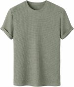 London Hills Men’s Waffle Textured T-Shirt | Solid Regular Fit Round Neck Half Sleeve Casual Wear Tee | Soft, Breathable & Lightweight Fabric