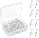 GLUN® 100 Pieces Steel Push Pins with Transparent Top, Durable, Strong & Sharp Thumb Tacks Pins for Notice Boards, Office... - Image 2