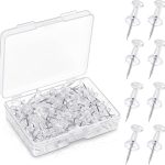 GLUN® 100 Pieces Steel Push Pins with Transparent Top, Durable, Strong & Sharp Thumb Tacks Pins for Notice Boards, Office...