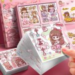 Sweet Party Theme Kawaii Self Adhesive Floor Stickers -100 Sheets Cute Washi for Project, Japanese Style Girls Sticker Se...