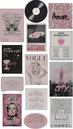 Fashion Wall Art Collection, 20+ Piece Aesthetic Room Decor Posters Set, Glossy Finish with Adhesive, Pink and Black Them... - Image 2