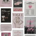 Fashion Wall Art Collection, 20+ Piece Aesthetic Room Decor Posters Set, Glossy Finish with Adhesive, Pink and Black Them...