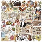 Aesthetic Retro Stickers Pack 50PCS, Cute Vintage Vinyl Waterproof Boho Stickers Scrapbooks, Laptops, Guitars, Phones, Pad...